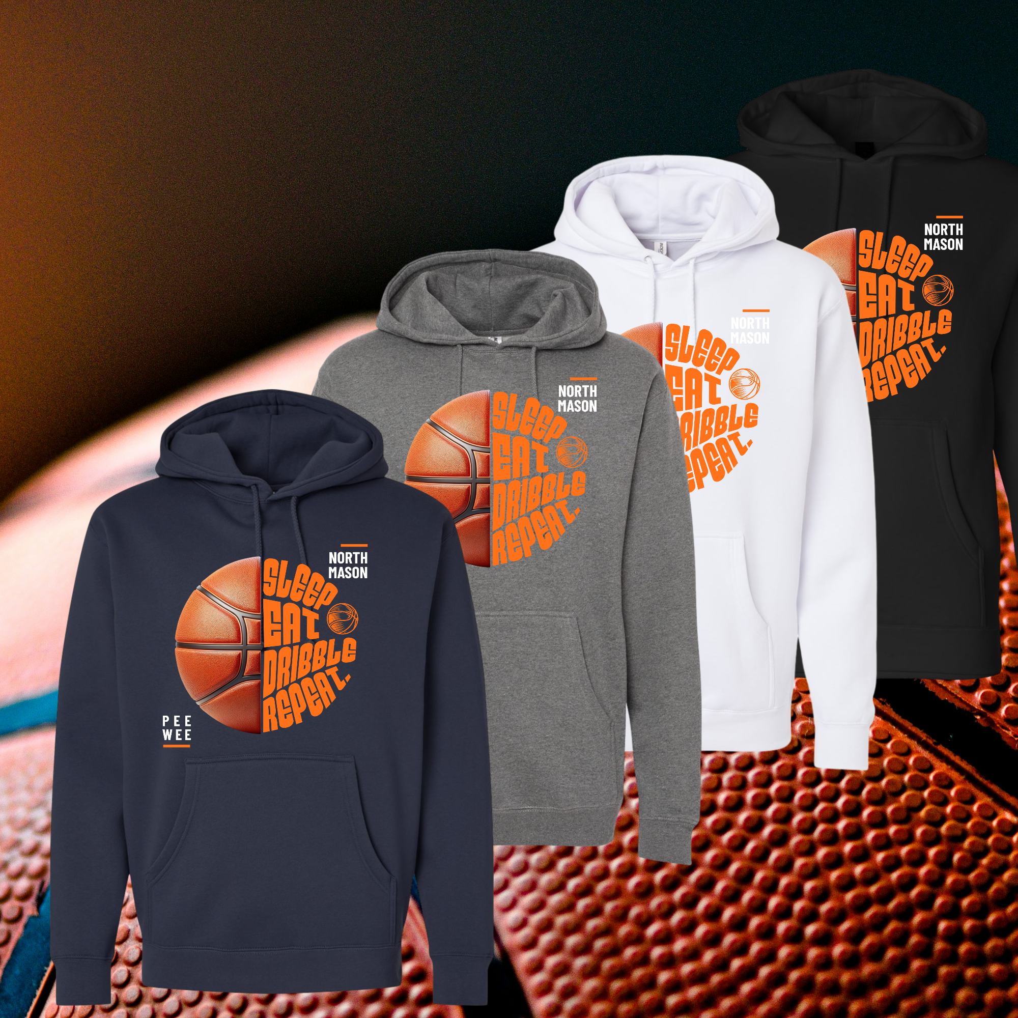 North Mason Basketball Eat Sleep Dribble Repeat Hoodie (Unisex)